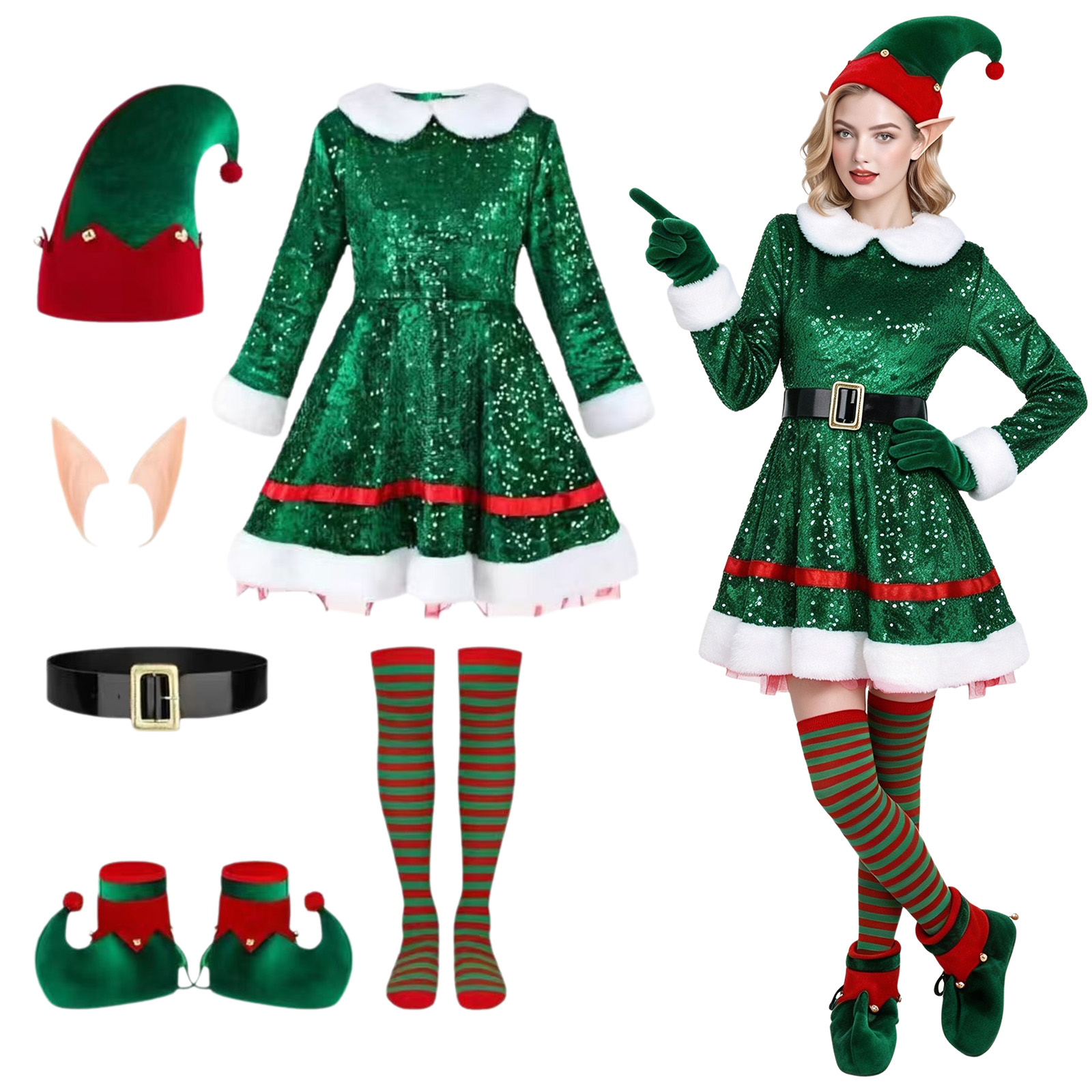 Women Shoes Xxl - Elf Cosplay Dress Suit Christmas Women