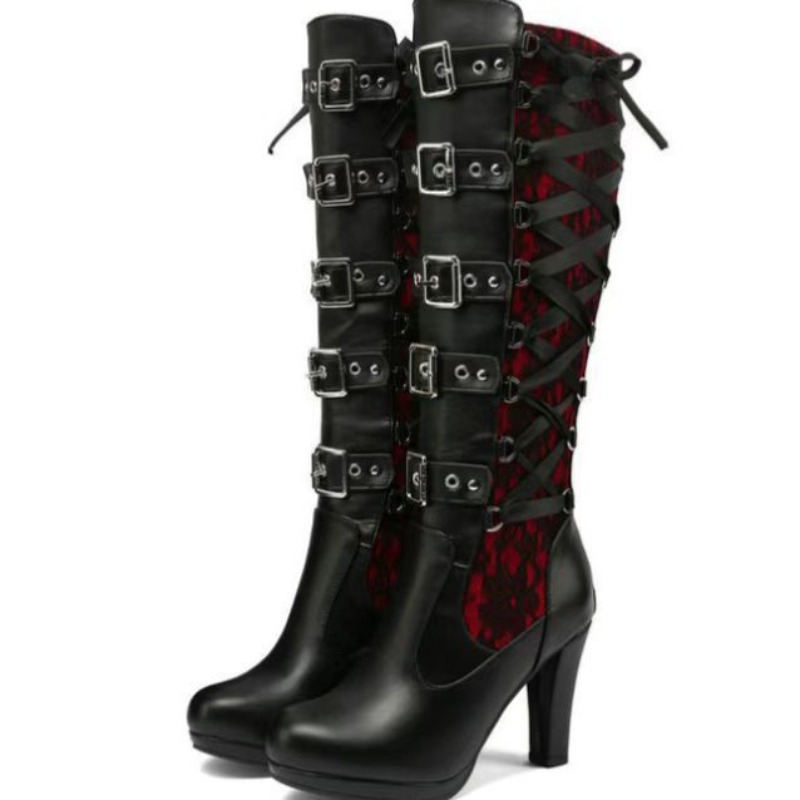 Punk Gothic Style Women's Knee - Knee High Boots Women review and price